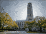 Riverside Church’s bell tower is a prominent feature of the upper Manhattan skyline especially when seen from New Jersey, because the church is essentially situated on a long bluff overlooking the Hudson River.
